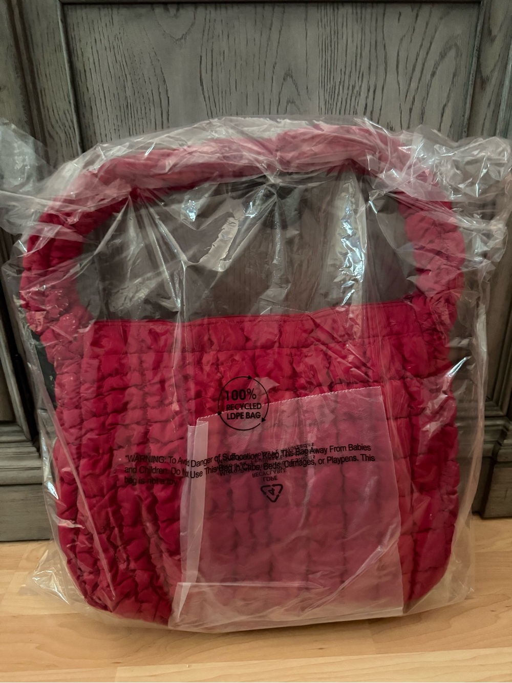 wild fable Red Quilted Tote Bag